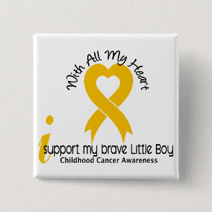 I Support My Brave Little Boy Childhood Cancer 15 Cm Square Badge