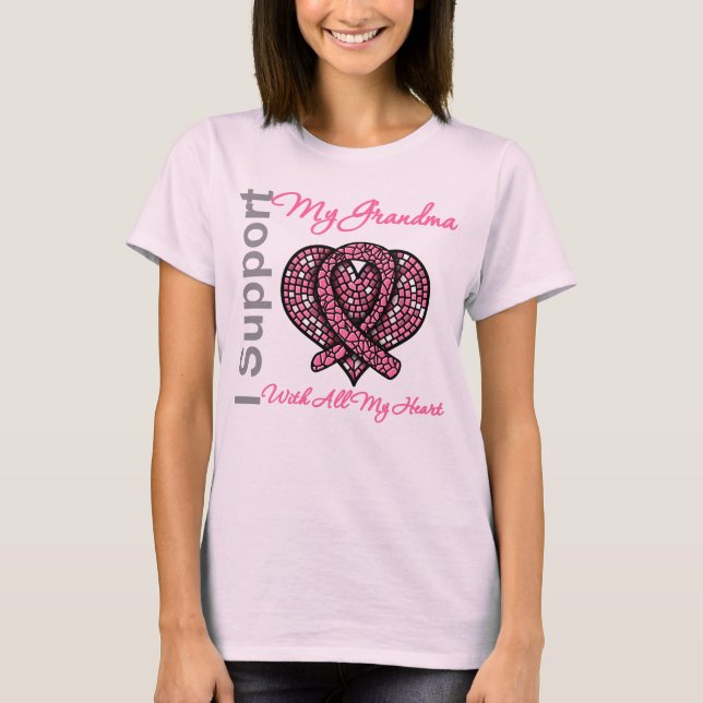 I Support My Grandma Breast Cancer Awareness T-Shirt (Front)