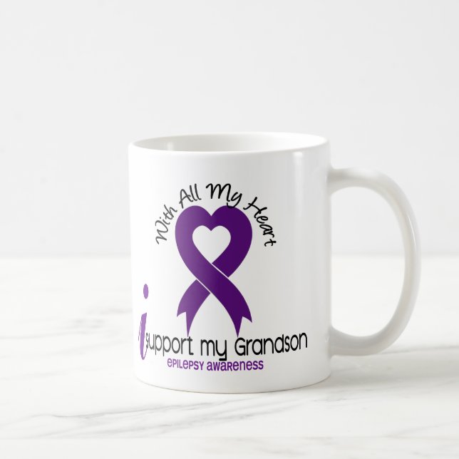 I Support My Grandson Epilepsy Coffee Mug (Right)