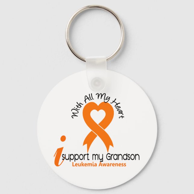 I Support My Grandson Leukaemia Key Ring (Front)