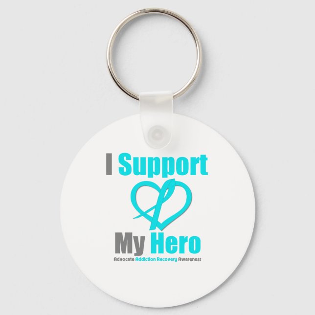 I Support My Hero Addiction Recovery Key Ring (Front)