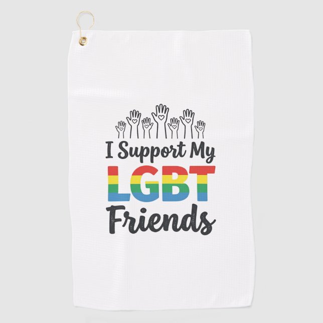 I Support My LGBT Friends Rainbow Pride Vector Des Golf Towel (Front)