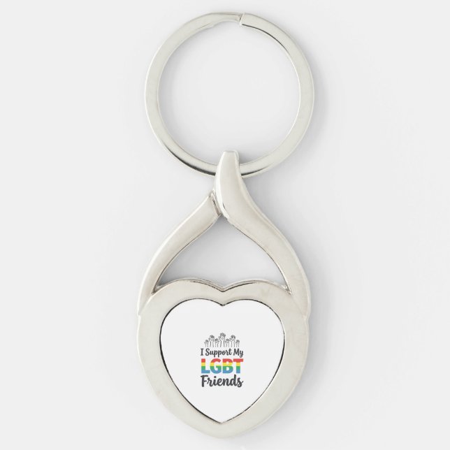 I Support My LGBT Friends Rainbow Pride Vector Des Key Ring (Front)