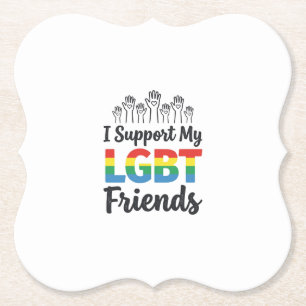 I Support My LGBT Friends Rainbow Pride Vector Des Paper Coaster