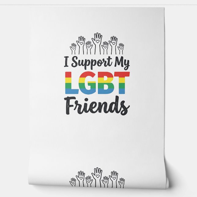 I Support My LGBT Friends Rainbow Pride Vector Des Wallpaper (Unrolling)