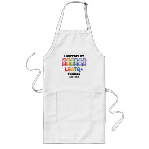 I Support My LGBTQ Friends – Rainbow Cat Pride Long Apron