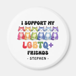 I Support My LGBTQ Friends – Rainbow Cat Pride Magnet