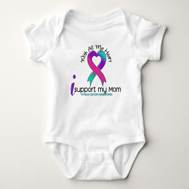 I Support My Mum Thyroid Cancer Baby Bodysuit (Front)