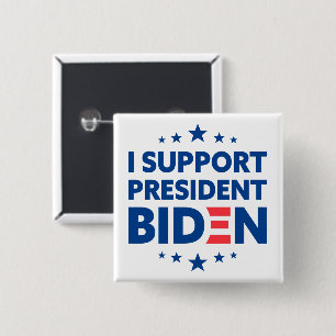 I Support President Biden Blue Stars White 15 Cm Square Badge