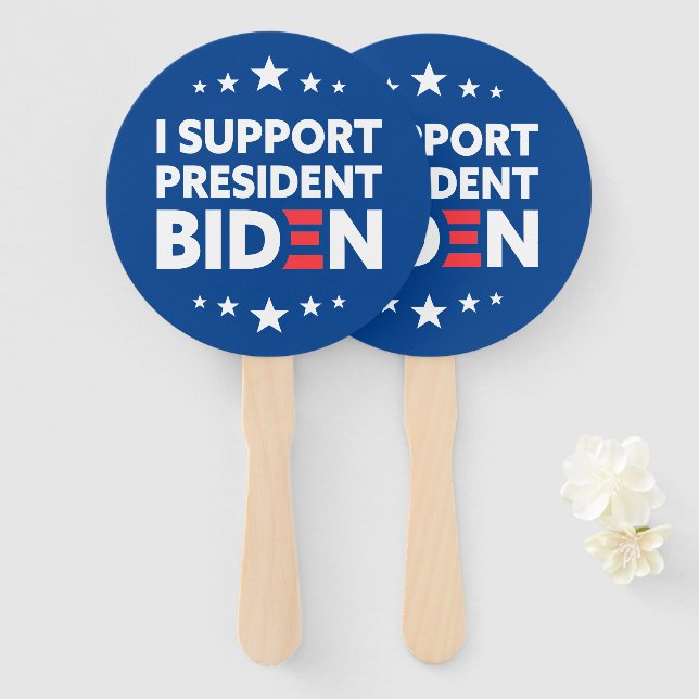 I Support President Biden Stars Custom Colour Hand Fan (Front and Back)