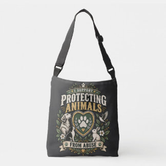 I Support Protecting Animals from Abuse Paw Heart Crossbody Bag