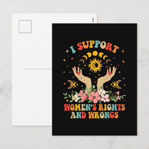 I support women's rights and wrongs vintage holiday postcard