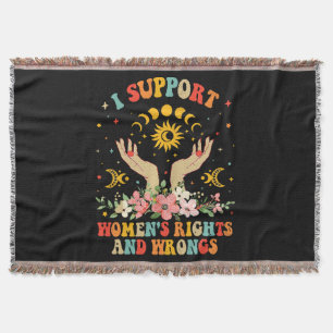 I support women's rights and wrongs vintage throw blanket