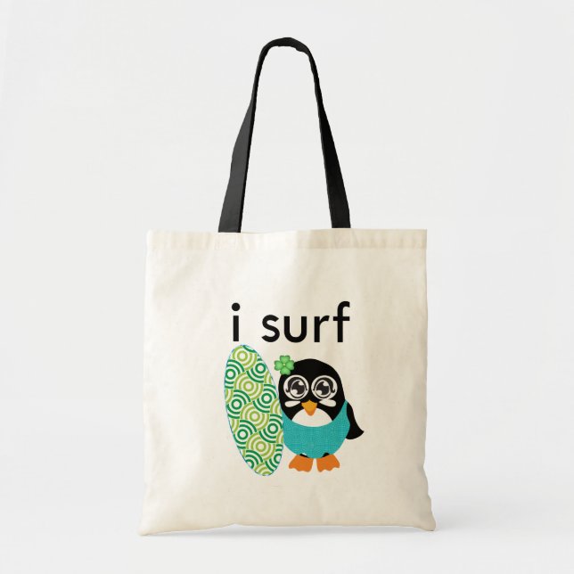 I Surf Penguin Tote Bag (Front)