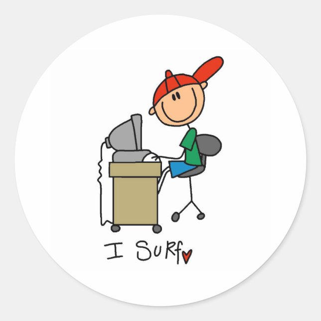 I Surf the Web Classic Round Sticker (Front)