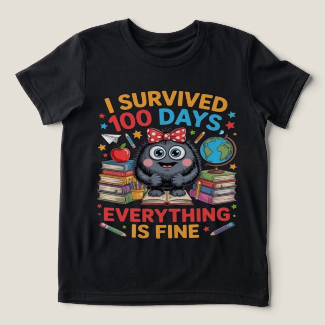 I Survived 100 Days Cute Monster Shirt (Design Front)