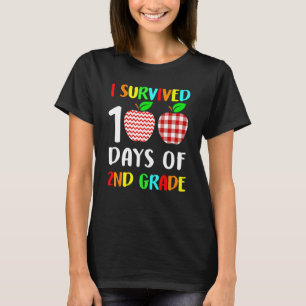 I Survived 100 Days Of 2nd Grade Teacher Apple Buf T-Shirt