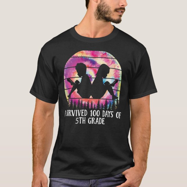 I SURVIVED 100 DAYS OF 5TH GRADE TEACHER SCHOOL T-Shirt (Front)