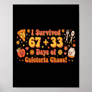 I Survived 100 Days Of Cafeteria Chaos Funny Lunch Poster