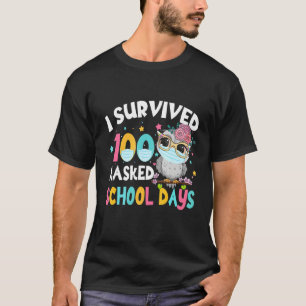 I Survived 100 Days Of Masked School Cute Owl Mask T-Shirt
