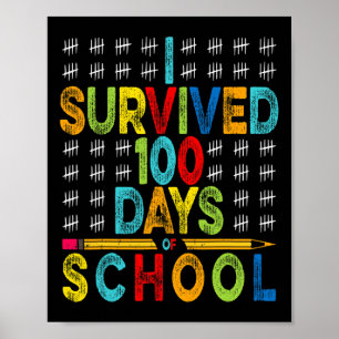 I Survived 100 Days Of School 100th Day Of School  Poster