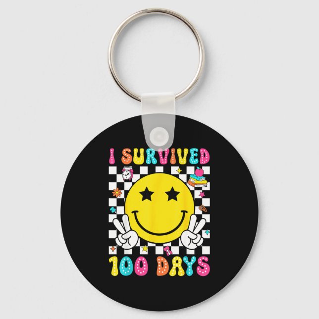 I Survived 100 Days Of School Boys Kids 100th Day  Key Ring (Front)