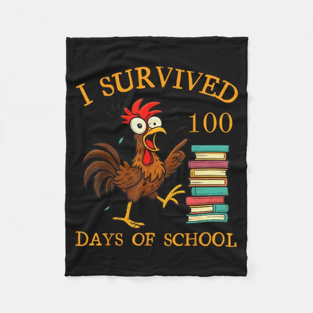 I Survived 100 Days Of School For Boy Girl Student Fleece Blanket (Front)