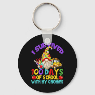 I Survived 100 Days Of School For Fun School Bus D Key Ring