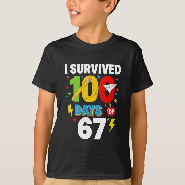 I Survived 100 Days of School Funny Student T-Shirt (Front)