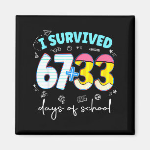 I Survived 100 Days Of School Funny Teacher Kids Magnet