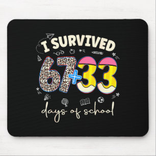 I Survived 100 Days Of School Leopard Funny Teache Mouse Pad