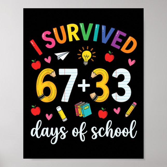 I Survived 100 Days Of School Six Seven Meme Teach Poster (Front)