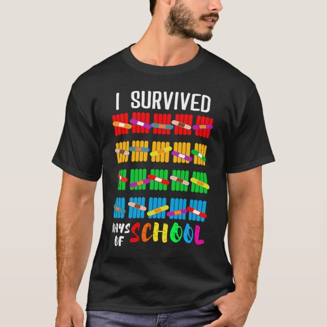 I Survived 100 Days of School Students Teachers T-Shirt (Front)