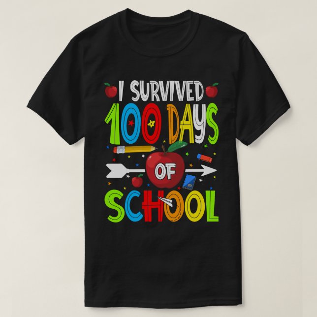 I Survived 100 Days Of School T-Shirt Happy 100th  (Design Front)