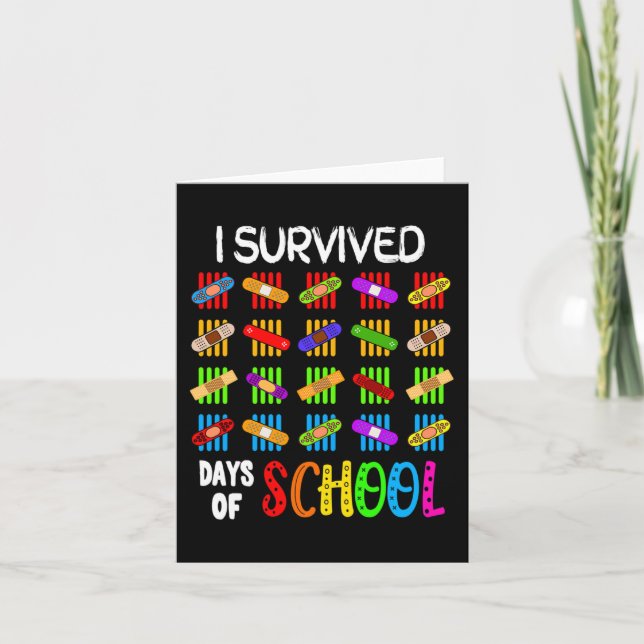 I Survived 100 Days Of School Teacher and Kids Gif Card (Front)