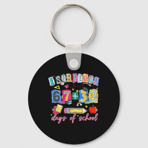 I Survived 100 Days Of School Teacher Clroom 67 Si Key Ring