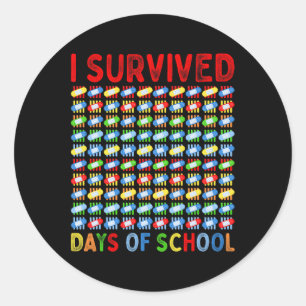 I Survived 100 Days Of School Teacher Kids Bynd Ai Classic Round Sticker