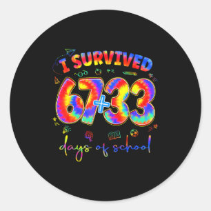 I Survived 100 Days Of School Tiedye Funny Teacher Classic Round Sticker