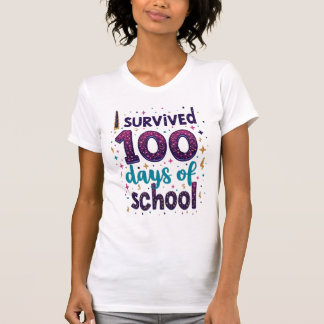 I Survived 100 Days of School Unicorn Design  T-Shirt