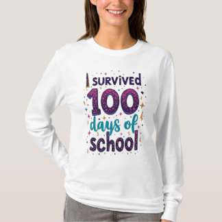 I Survived 100 Days of School Unicorn Design  T-Shirt