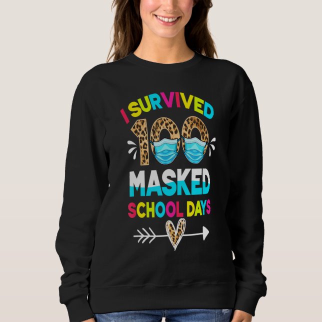I Survived 100 Days Of Schooling Leopard Sweatshirt (Front)