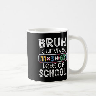 I Survived 100 Days School Bruh Math Equation 100 Coffee Mug