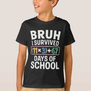 I Survived 100 Days School Bruh Math Equation 100  T-Shirt