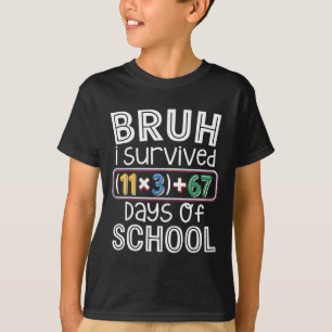 I Survived 100 Days School Bruh Math Equation 100  T-Shirt