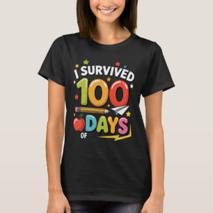 I Survived 100 Days School Kids Teacher Fun Achiev T-Shirt