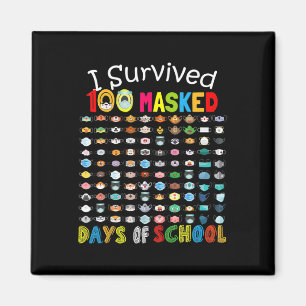 I Survived 100 Masked Days Of School 100 Fun Masks Magnet