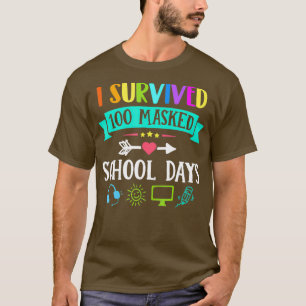 I Survived 100 Masked Days Teacher Kids Gift T-Shirt