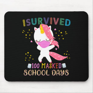 I Survived 100 Masked School Days Dabbing Unicorn Mouse Pad