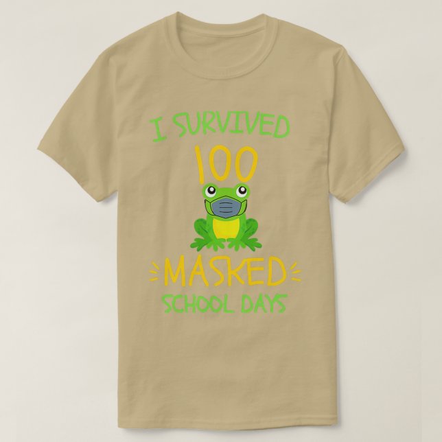 I Survived 100 Masked School Days frog lover T-Shirt (Design Front)