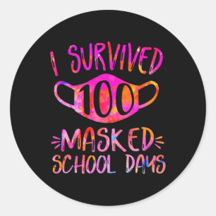 I Survived 100 Masked School Days Student or Teach Classic Round Sticker